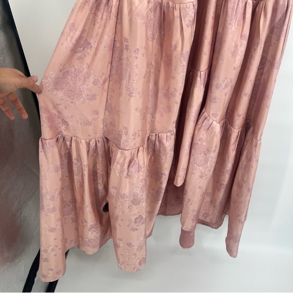 V. Chapman Emma Puff Sleeve Maxi Dress Gown in Light Pink Windsor Brocade 12 NWT - Picture 4 of 12